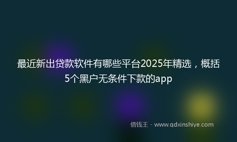 最近新出贷款软件有哪些平台2025年精选，概括5个黑户无条件下款的app