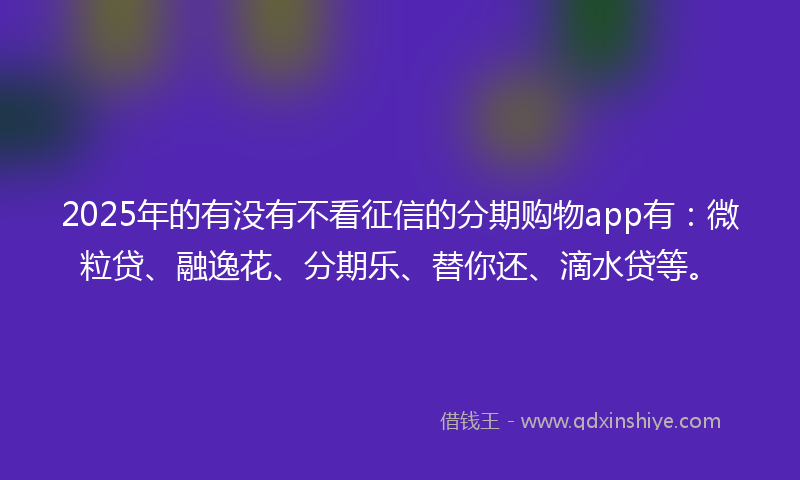 2025年的有没有不看征信的分期购物app有：微粒贷、融逸花、分期乐、替你还、滴水贷等。