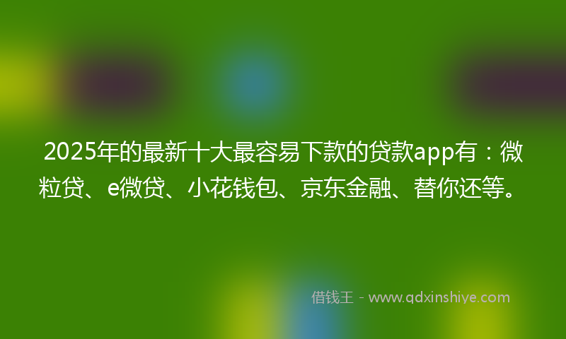 2025年的最新十大最容易下款的贷款app有：微粒贷、e微贷、小花钱包、京东金融、替你还等。