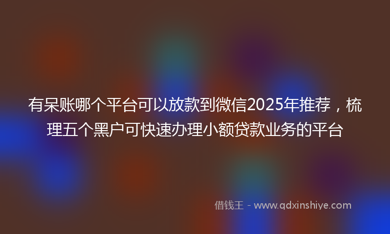 有呆账哪个平台可以放款到微信2025年推荐，梳理五个黑户可快速办理小额贷款业务的平台