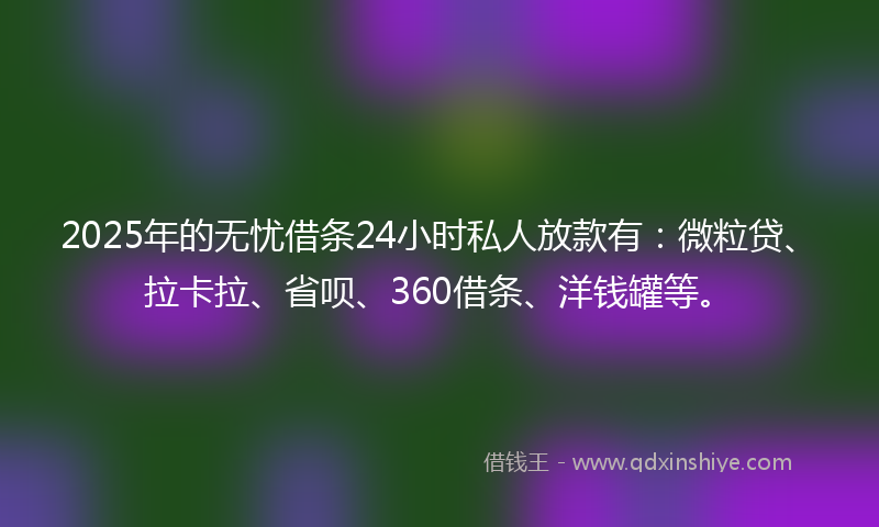 2025年的无忧借条24小时私人放款有：微粒贷、拉卡拉、省呗、360借条、洋钱罐等。