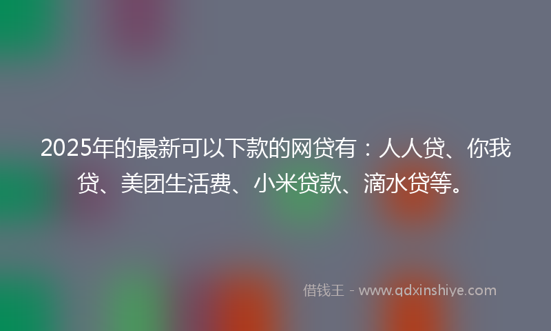 2025年的最新可以下款的网贷有：人人贷、你我贷、美团生活费、小米贷款、滴水贷等。