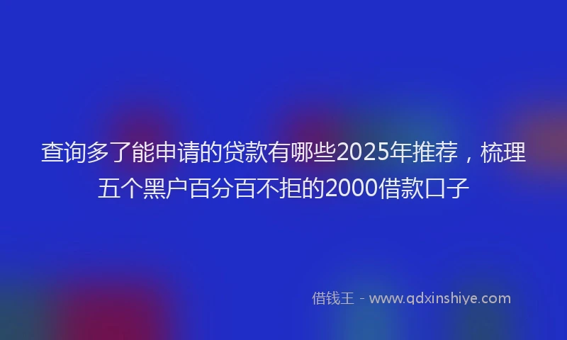 查询多了能申请的贷款有哪些2025年推荐，梳理五个黑户百分百不拒的2000借款口子