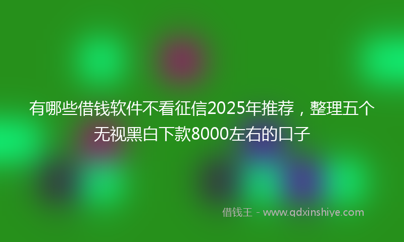 有哪些借钱软件不看征信2025年推荐，整理五个无视黑白下款8000左右的口子