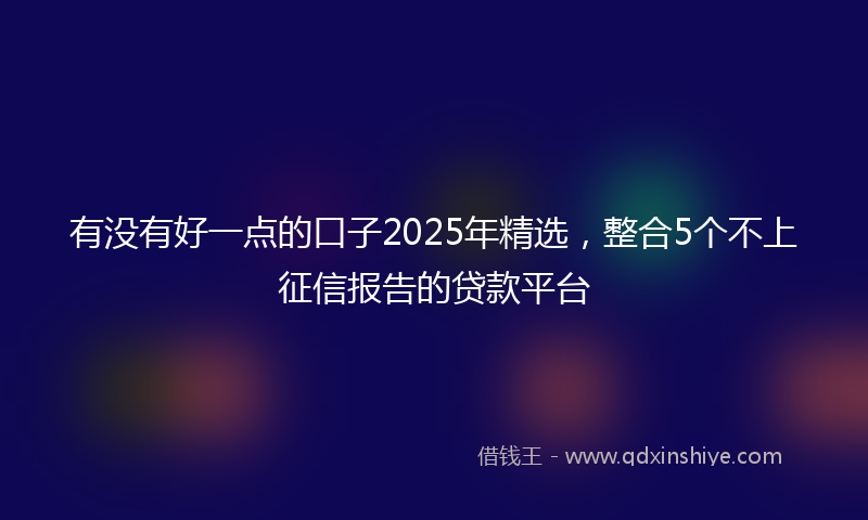 有没有好一点的口子2025年精选，整合5个不上征信报告的贷款平台