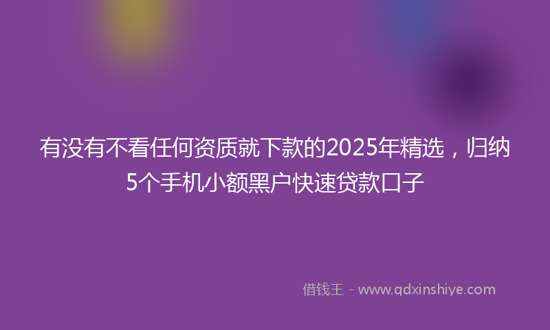 有没有不看任何资质就下款的2025年精选，归纳5个手机小额黑户快速贷款口子