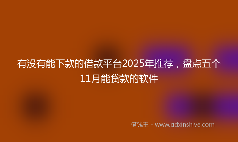 有没有能下款的借款平台2025年推荐，盘点五个11月能贷款的软件
