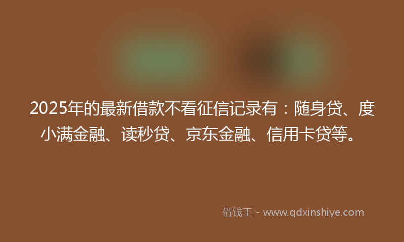 2025年的最新借款不看征信记录有：随身贷、度小满金融、读秒贷、京东金融、信用卡贷等。