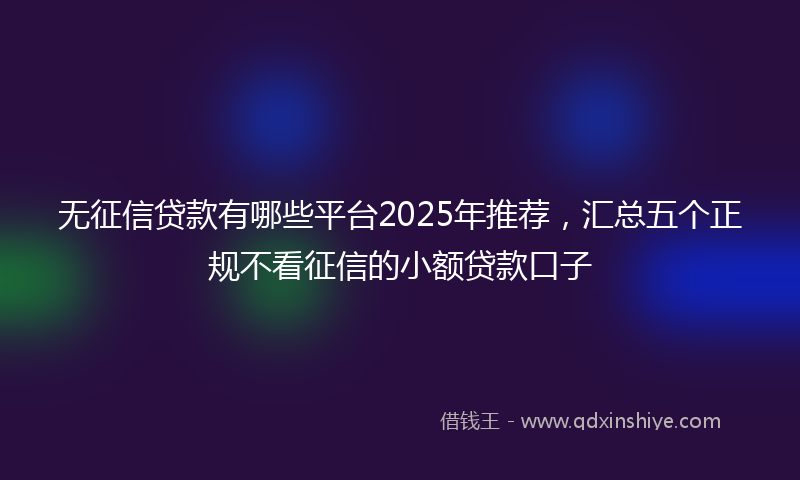 无征信贷款有哪些平台2025年推荐，汇总五个正规不看征信的小额贷款口子