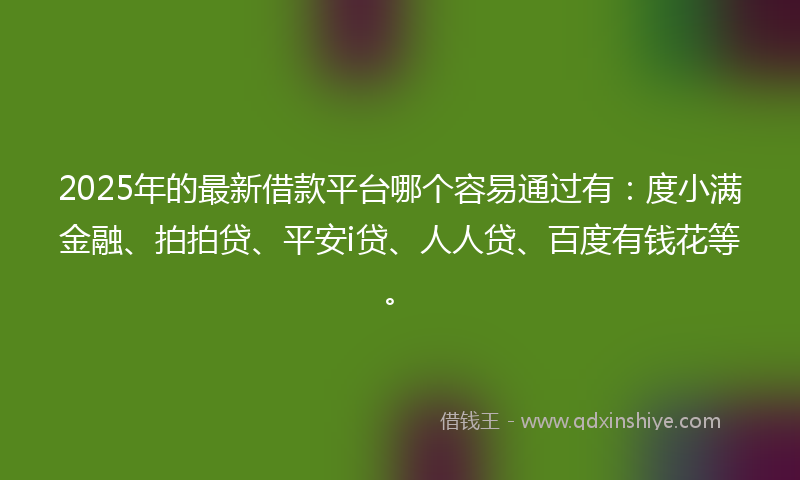 2025年的最新借款平台哪个容易通过有：度小满金融、拍拍贷、平安i贷、人人贷、百度有钱花等。