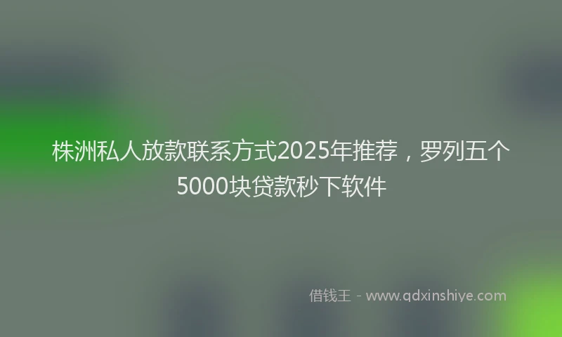 株洲私人放款联系方式2025年推荐，罗列五个5000块贷款秒下软件