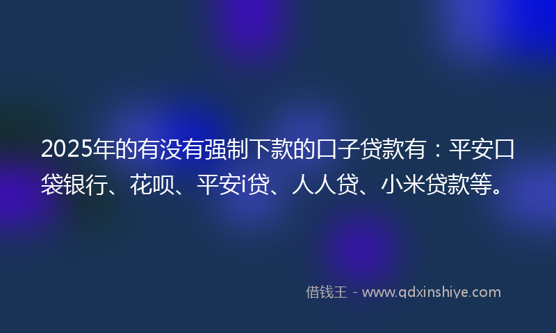 2025年的有没有强制下款的口子贷款有：平安口袋银行、花呗、平安i贷、人人贷、小米贷款等。