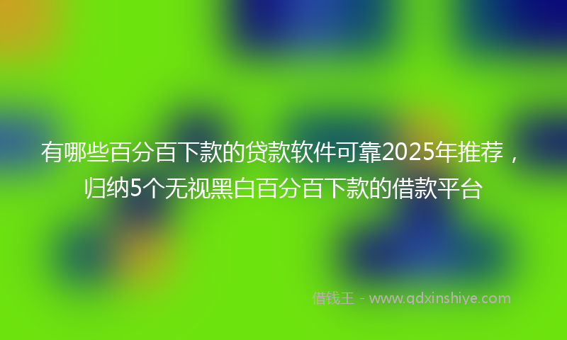 有哪些百分百下款的贷款软件可靠2025年推荐，归纳5个无视黑白百分百下款的借款平台
