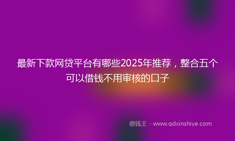 最新下款网贷平台有哪些2025年推荐，整合五个可以借钱不用审核的口子