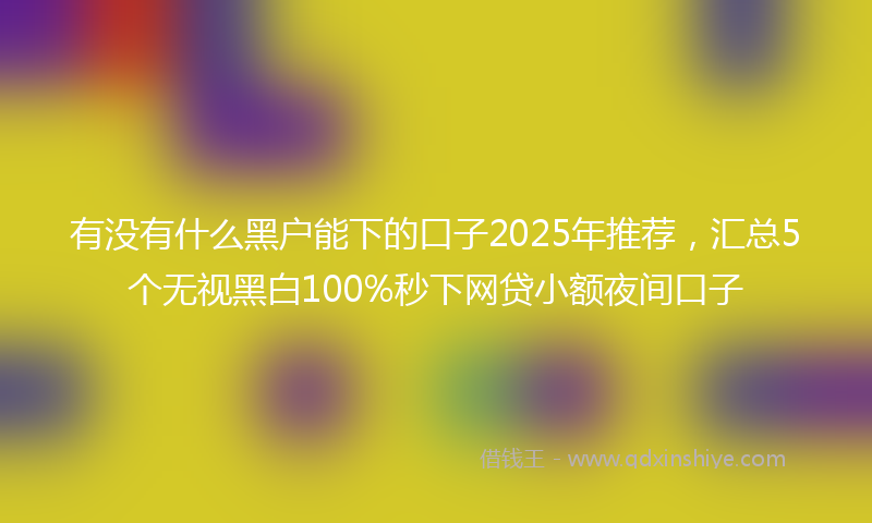有没有什么黑户能下的口子2025年推荐，汇总5个无视黑白100%秒下网贷小额夜间口子