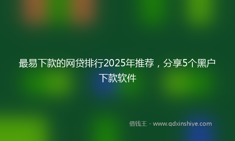 最易下款的网贷排行2025年推荐，分享5个黑户下款软件