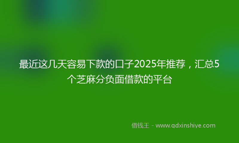 最近这几天容易下款的口子2025年推荐，汇总5个芝麻分负面借款的平台