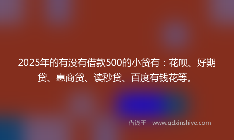 2025年的有没有借款500的小贷有：花呗、好期贷、惠商贷、读秒贷、百度有钱花等。