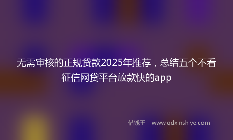 无需审核的正规贷款2025年推荐，总结五个不看征信网贷平台放款快的app