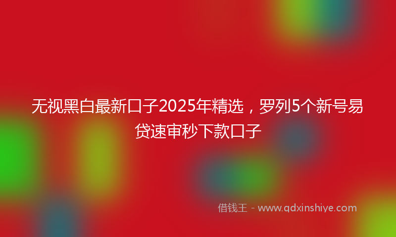 无视黑白最新口子2025年精选，罗列5个新号易贷速审秒下款口子