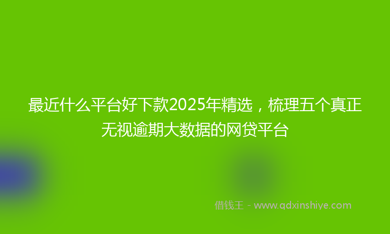 最近什么平台好下款2025年精选，梳理五个真正无视逾期大数据的网贷平台