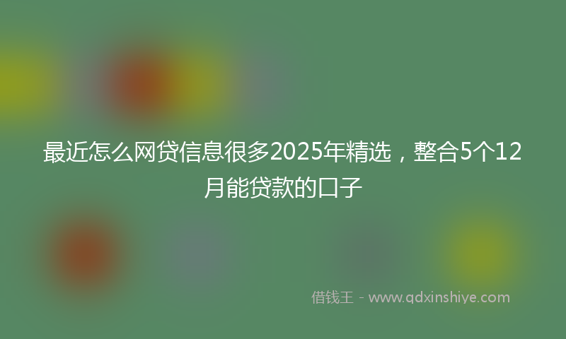 最近怎么网贷信息很多2025年精选，整合5个12月能贷款的口子