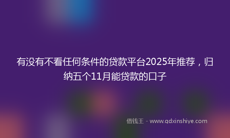 有没有不看任何条件的贷款平台2025年推荐，归纳五个11月能贷款的口子