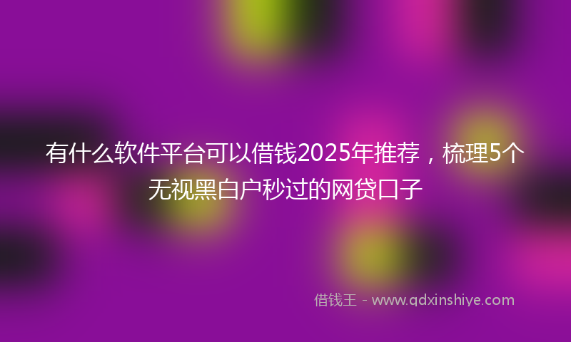 有什么软件平台可以借钱2025年推荐，梳理5个无视黑白户秒过的网贷口子
