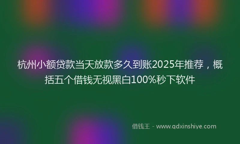 杭州小额贷款当天放款多久到账2025年推荐，概括五个借钱无视黑白100%秒下软件