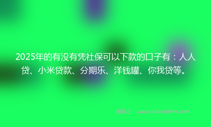 2025年的有没有凭社保可以下款的口子有：人人贷、小米贷款、分期乐、洋钱罐、你我贷等。