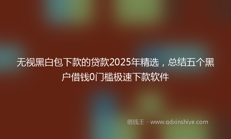 无视黑白包下款的贷款2025年精选，总结五个黑户借钱0门槛极速下款软件