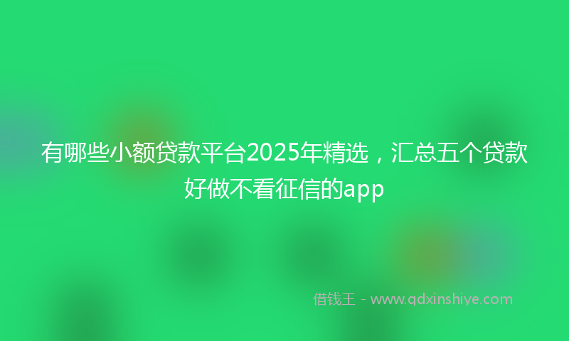 有哪些小额贷款平台2025年精选，汇总五个贷款好做不看征信的app