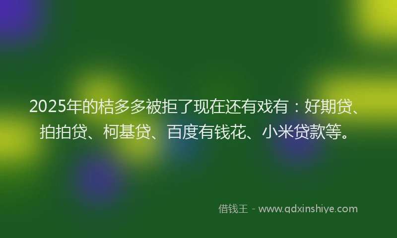 2025年的桔多多被拒了现在还有戏有：好期贷、拍拍贷、柯基贷、百度有钱花、小米贷款等。