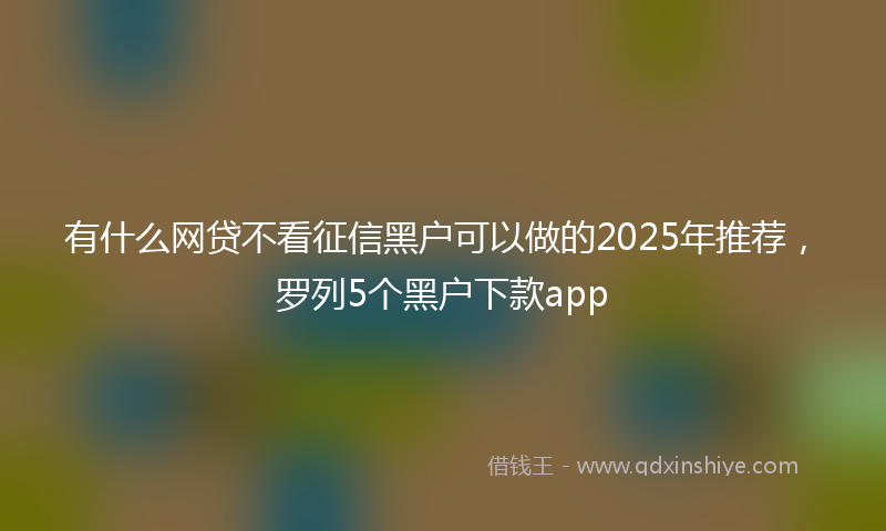 有什么网贷不看征信黑户可以做的2025年推荐，罗列5个黑户下款app