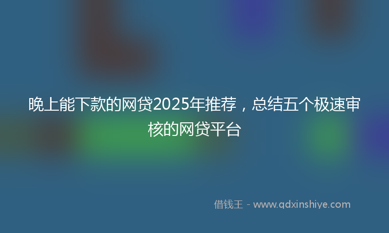 晚上能下款的网贷2025年推荐，总结五个极速审核的网贷平台