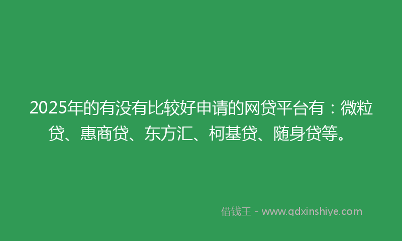2025年的有没有比较好申请的网贷平台有：微粒贷、惠商贷、东方汇、柯基贷、随身贷等。