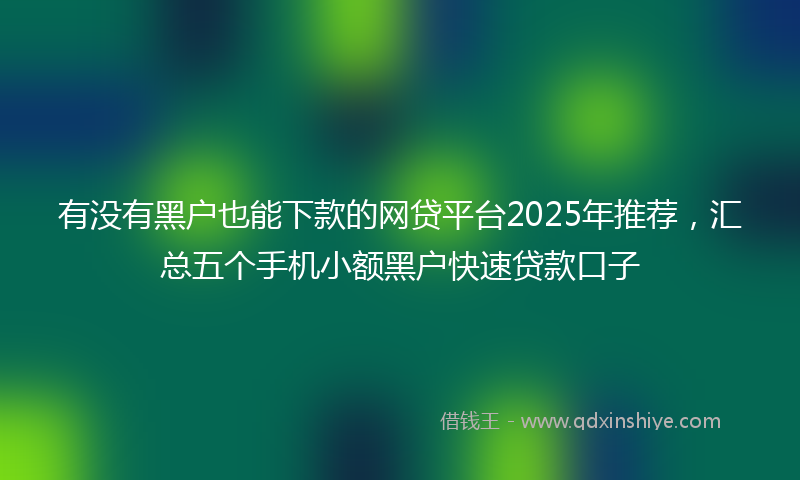 有没有黑户也能下款的网贷平台2025年推荐，汇总五个手机小额黑户快速贷款口子