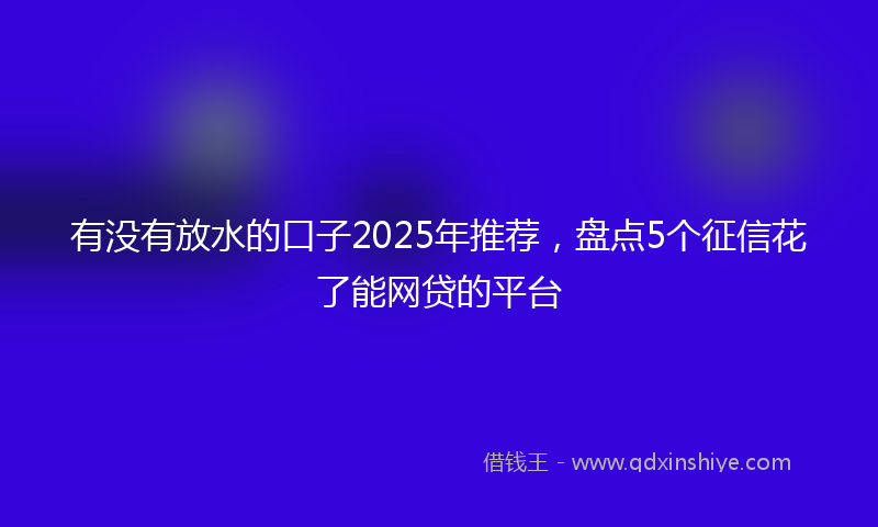 有没有放水的口子2025年推荐，盘点5个征信花了能网贷的平台