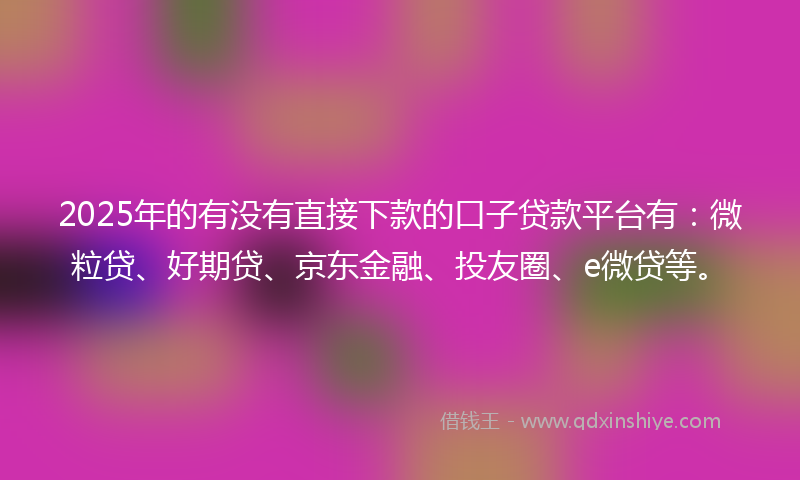 2025年的有没有直接下款的口子贷款平台有：微粒贷、好期贷、京东金融、投友圈、e微贷等。
