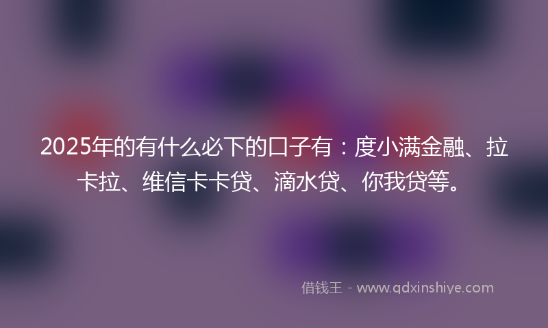 2025年的有什么必下的口子有：度小满金融、拉卡拉、维信卡卡贷、滴水贷、你我贷等。