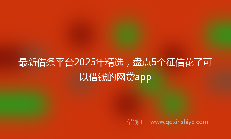 最新借条平台2025年精选，盘点5个征信花了可以借钱的网贷app