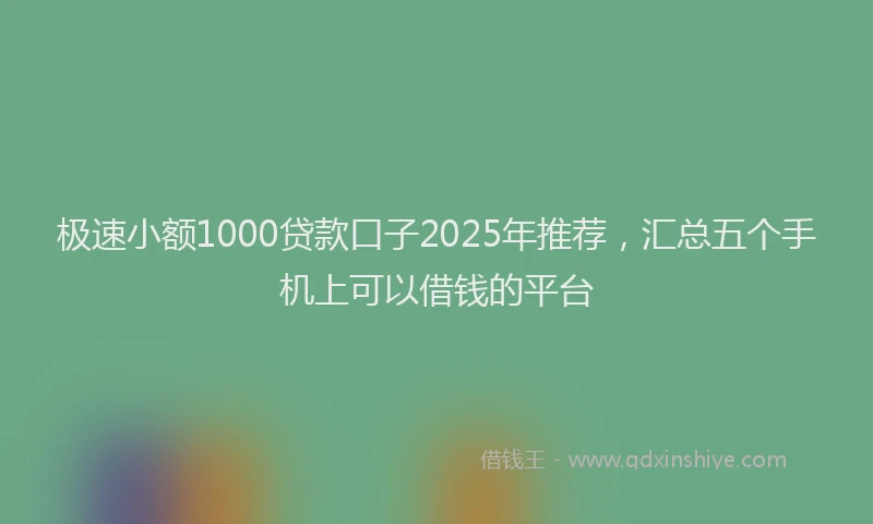 极速小额1000贷款口子2025年推荐，汇总五个手机上可以借钱的平台