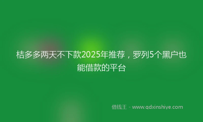 桔多多两天不下款2025年推荐，罗列5个黑户也能借款的平台