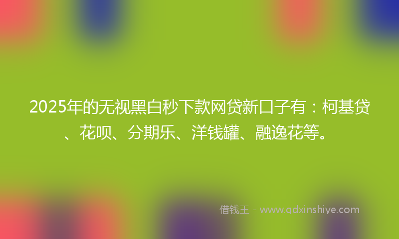 2025年的无视黑白秒下款网贷新口子有：柯基贷、花呗、分期乐、洋钱罐、融逸花等。