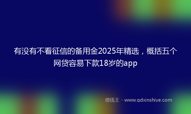 有没有不看征信的备用金2025年精选，概括五个网贷容易下款18岁的app
