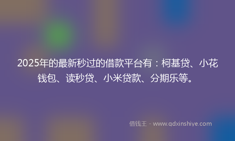 2025年的最新秒过的借款平台有：柯基贷、小花钱包、读秒贷、小米贷款、分期乐等。