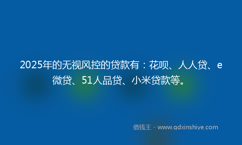 2025年的无视风控的贷款有：花呗、人人贷、e微贷、51人品贷、小米贷款等。