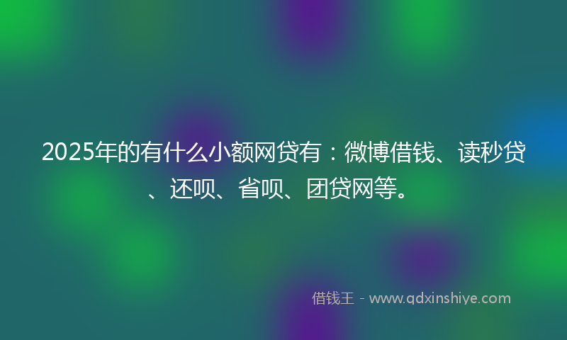 2025年的有什么小额网贷有：微博借钱、读秒贷、还呗、省呗、团贷网等。