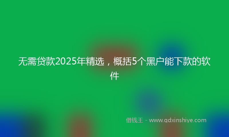 无需贷款2025年精选，概括5个黑户能下款的软件