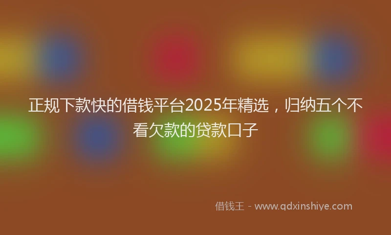 正规下款快的借钱平台2025年精选，归纳五个不看欠款的贷款口子